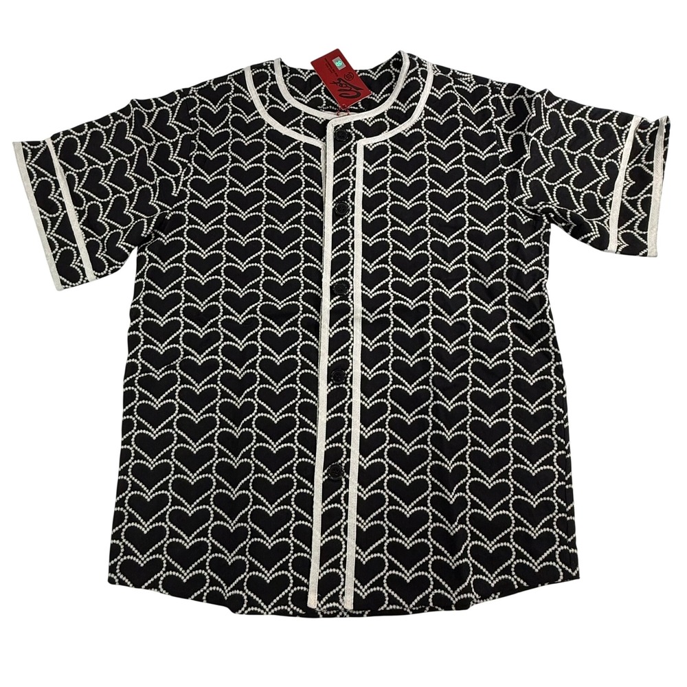 CLOT x Emotionally Unavailable Heart Embroidered Baseball Jersey Black White M